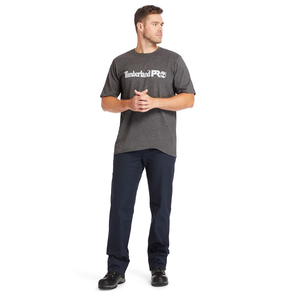 Camisetas Masculino - Timberland Pro® Big & Tall Base Plate Short-Sleeve - TKPZO1725 - Cinzentas Esc